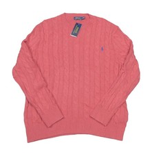 Polo Ralph Lauren Rosette Heather Red Cable Knit Crew-Neck Pullover Sweater XL