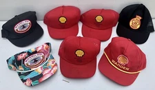 SET (7) Vintage Shell Oil Gas Snapback Trucker Hat Patch Caps
