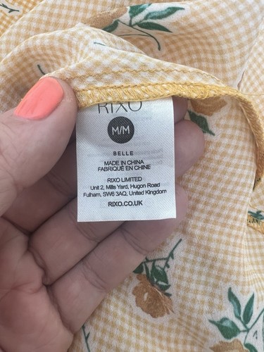 RIXO Belle Maxi Dress SIZE MEDIUM 12 AU/UK 8 US 40 US Orange Gingham Floral Silk - Bild 13 von 15