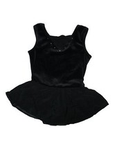 Girl Danskin: Freestyle Black Velour Skirted Dance Leotard Bling Size XS 4/5