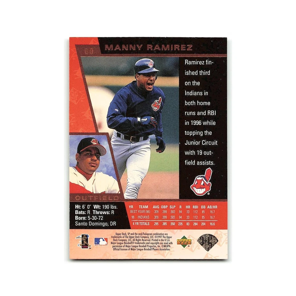 Manny Ramirez 1997 SP #60 Cleveland Indians Baseball Card NM - Image 2 of 3