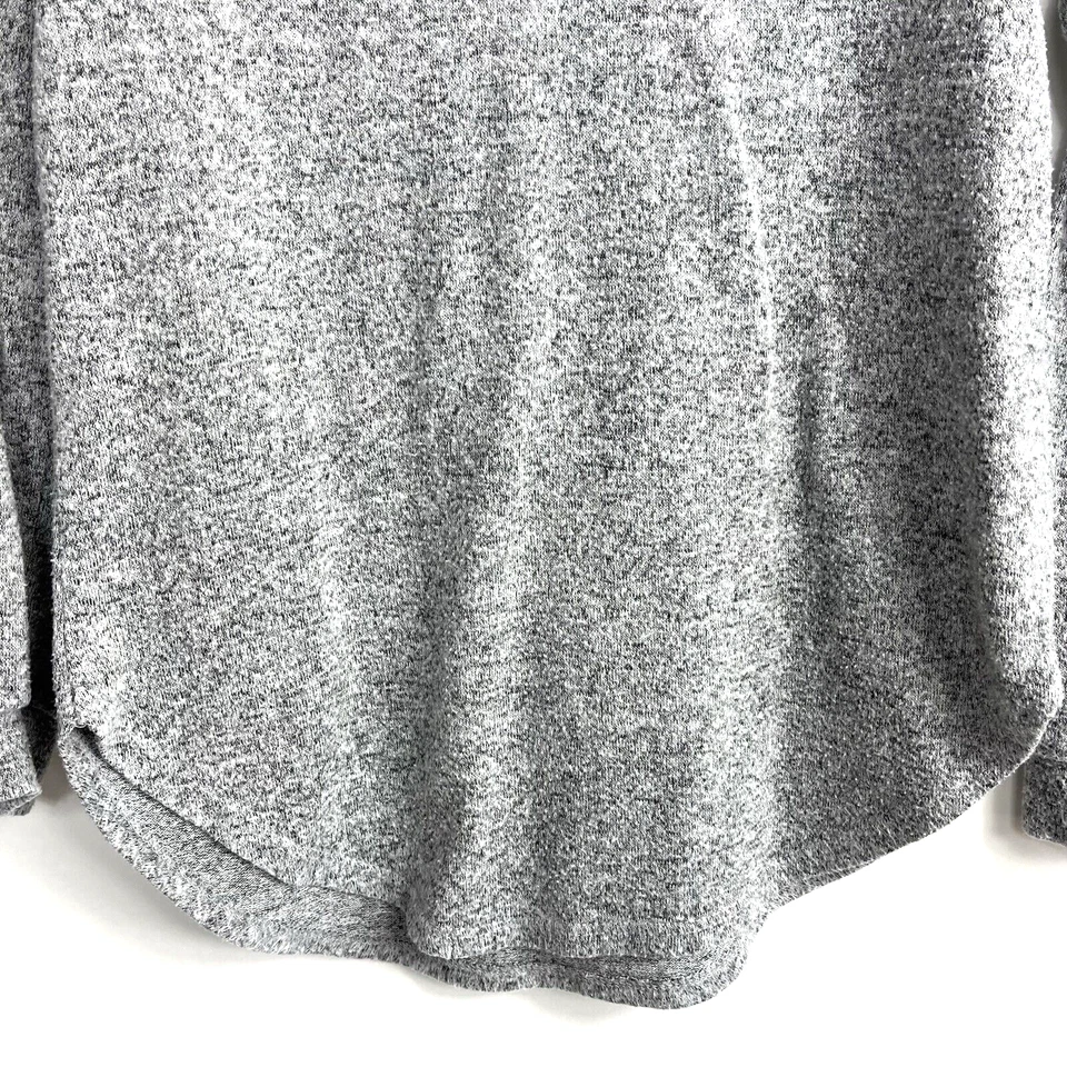 Blusa para mujer Gaze gris claro liso mezclado cuello redondo manga larga talla pequeña Foto 4 de 4