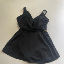 Vintage Roxanne Black Bra Sized One Piece Swimdress Size 16 40 C Union USA