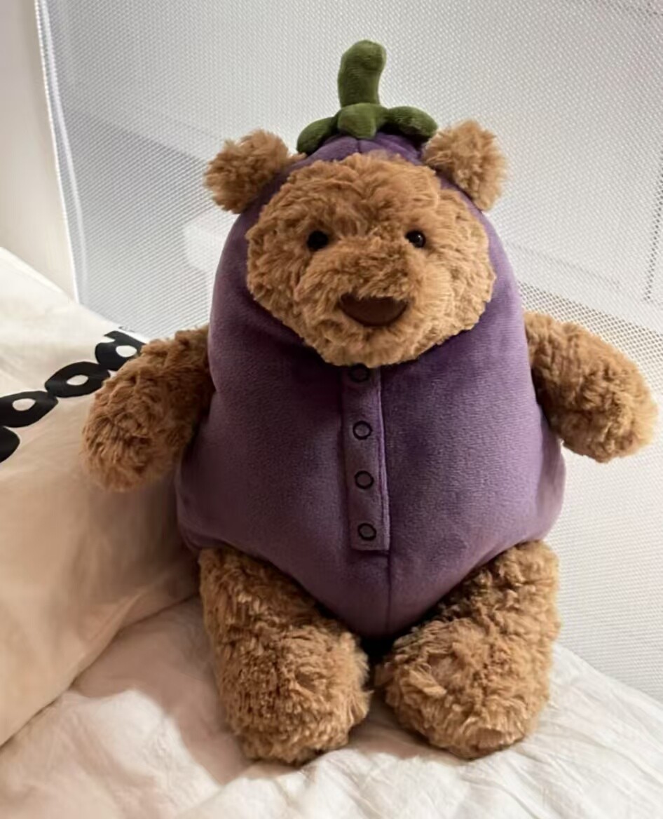 Jellycat 30cm Bartholomew Bear Aubergine Stuffed Plush Toy with