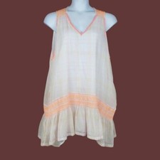 Free People Womens Sleeveless Run With Me Ivory Plaid Mini Dress Size M NWT