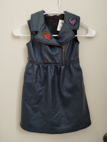 Disney Collection Evie Descendents 2 Studded Faux Leather Dress Blue Girl Sz 4