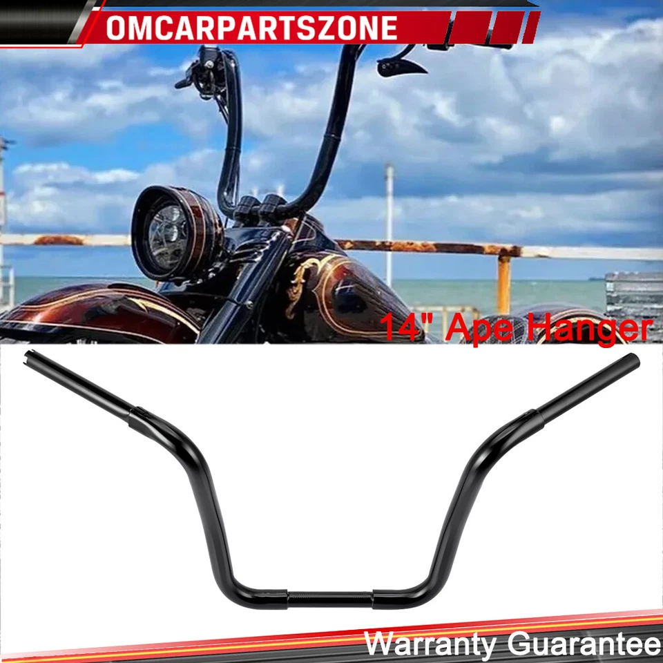 DNA 14" Ape Hanger 1-1/4" Bar Handlebar For Harley Road King Classic FLHRC 86-UP - Image 4 of 4