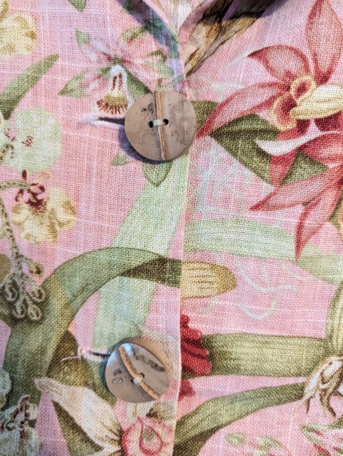 Giacca arazzo vintage dipinta pony piccolo con bottoni rosa lino floreale usata in ottime condizioni