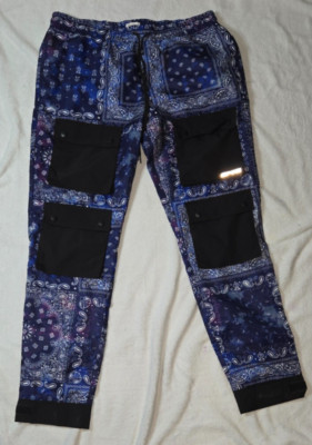 EPTM MEN'S TECHNO UTILITY BANDANA PRINT HYPER CARGO JOGGER PANTS 2XL NWT