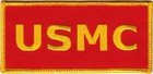 USMC Patch Embroidered Gold on Red Iron on Sew on