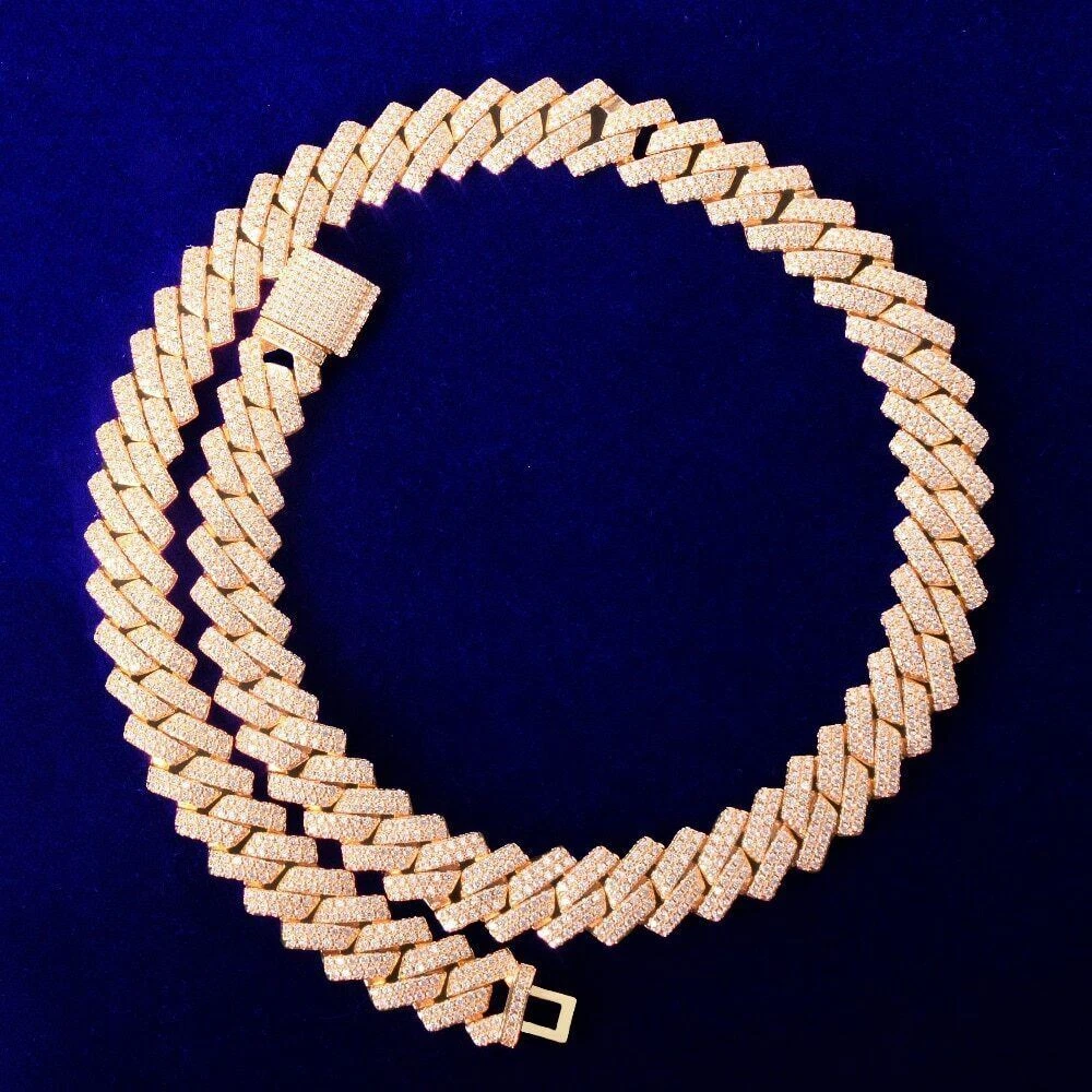 Mens Solid 14mm Close Cut Tight Neck 24k Gold Miami Cuban Link Chain Necklace