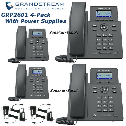 4 Grandstream GRP2601 2-Line 2 SIP Office Phone + Power Supply Bundle Lot - Picture 1 of 6