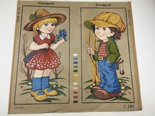 Diamant Needlepoint Tapestry Canvas Boy Girl Flower Dress 9.5in X 18in 10 Count