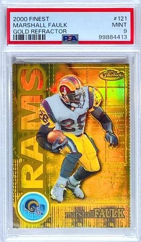 2000 TOPPS FINEST GOLD REFRACTOR - MARSHALL FAULK - (#/300) - PSA 9