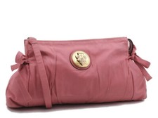 Authentic GUCCI Hysteria Large Clutch Wristlet Bag GG Leather 197015 Pink Gold