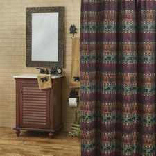 Mountain Bear Forest Jacquard Cotton Rustic Country Cabin Shower Curtain