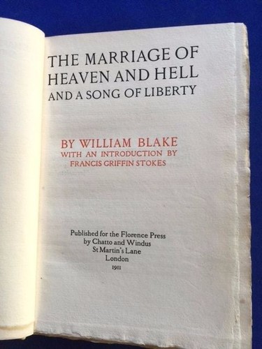 THE MARRIAGE OF HEAVEN AND HELL AND A SONG OF LIBERTY - BY WILLIAM BLAKE (1911) - Picture 2 of 6