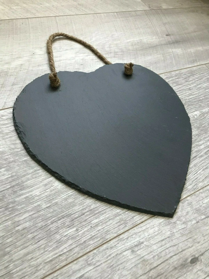 large 25cm handmade slate hanging heart chalkboard blackboard wedding - Image 4 of 4