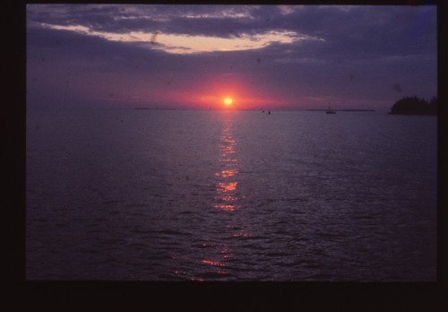 1980 Photo Slide Key West Florida Harbor Docks Mallory Square Sunset