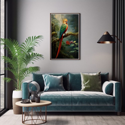 Quetzal Bird Print, Jungle Print, Wall Art Decor, Tropical Wild Bird Poster - Picture 2 of 4