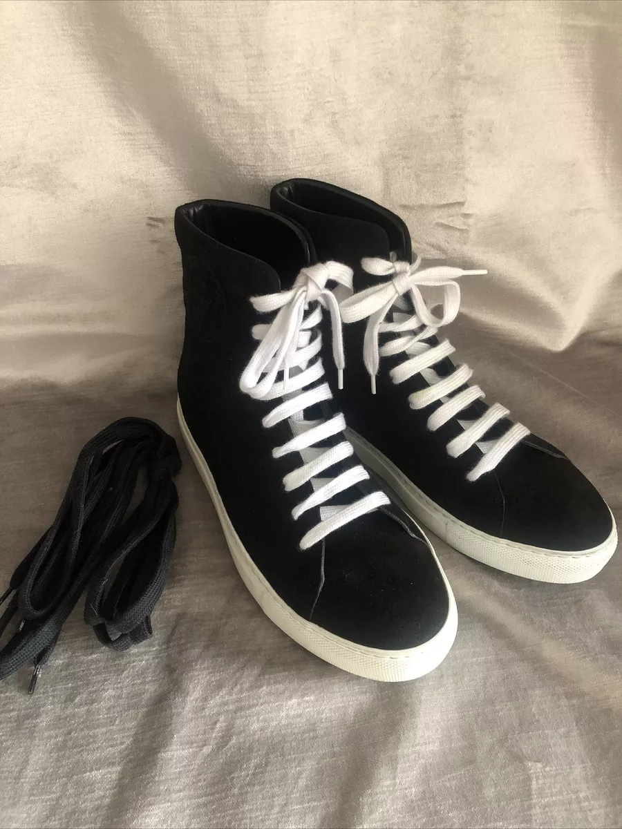 Tamara Mellon High Top Black L Suede Tennis Shoes. Retail 450