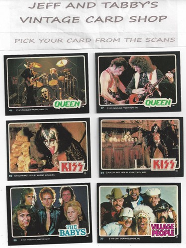 1979 DONRUSS ROCKSTARS KISS, QUEEN, BABYS, VILLAGE PEOPLE. / SEE DROP DOWN MENU