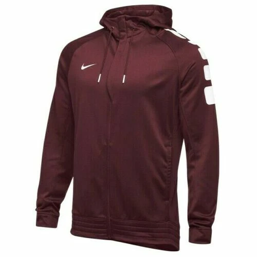 NEW MEN’S NIKE THERMA-FIT TEAM ELITE STRIPE FULL ZIP HOODIE JACKET! IN MAROON!