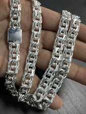 112 Grams 925 Sterling Silver Handmade Chino Link Chain 11mm 24 Inch Long Custom