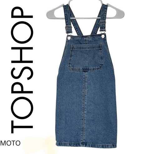 Topshop Moto Petite Denim Pinafore 