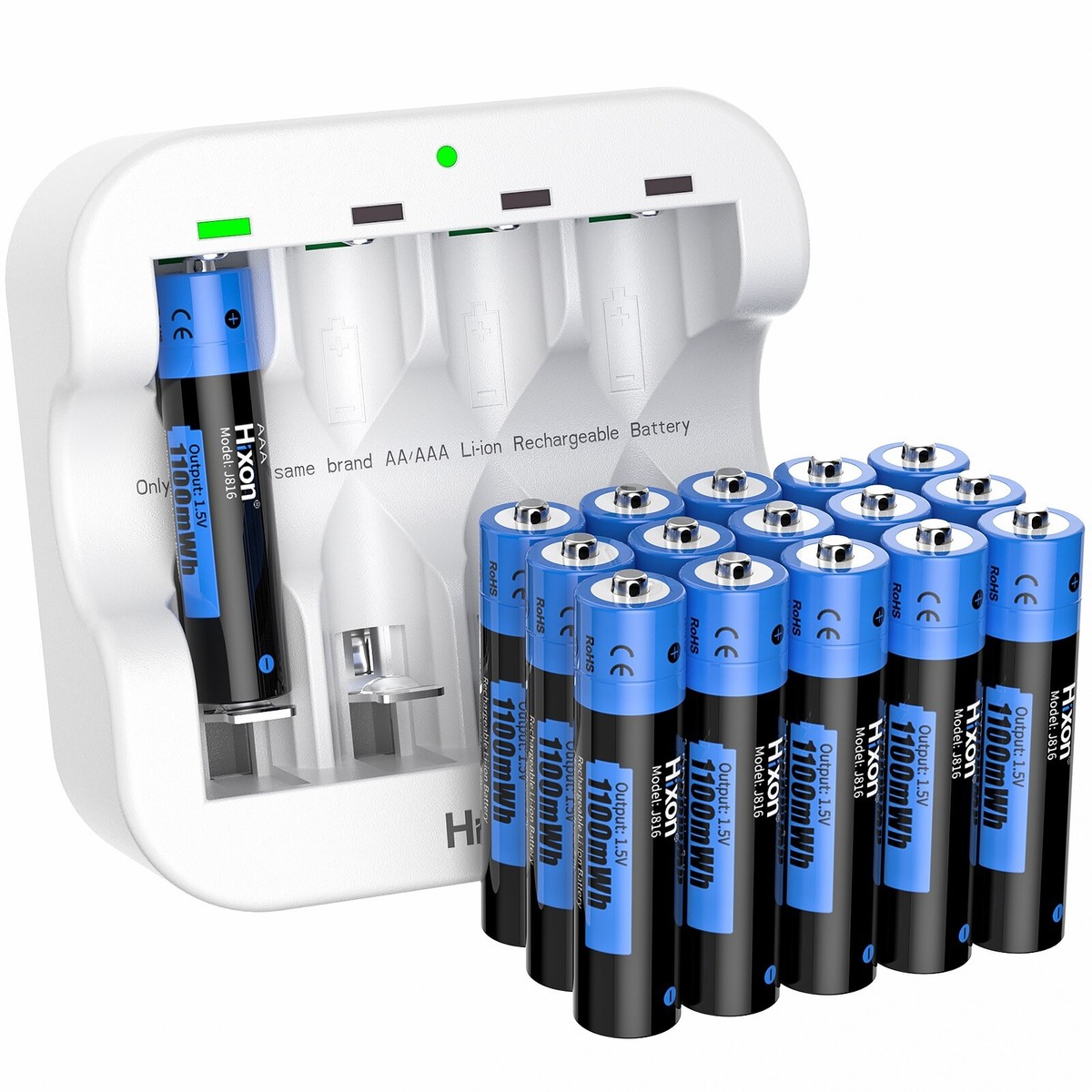 Batterie AAA Ricaricabili Hixon Li-Ion 1.5V 1100mWh - Alta Capacit&agrave;, Lunga Durata, Garanzia 1 Anno
