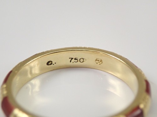 Anillo de boda vintage Estate esmalte oro amarillo de 18 quilates alianza de aniversario talla 6,5 - Imagen 5 de 6