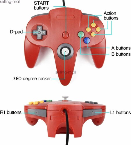2PCS Classic Wired N64 Controller Gamepad Joystick for Nintendo 64 Video Game - Picture 36 of 99