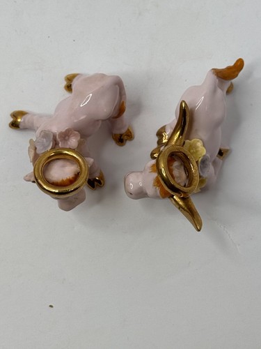 Napco Pink Gold Trimmed .22 CW Bull Cow Salt Pepper Shakers Vintage SP30 - 第 6/7 張圖片