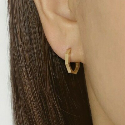 14 Karat massiv Gold Achteck Creolen, minimalistische Klappcreolen, Paar