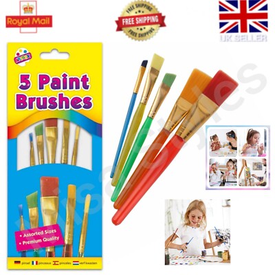 5 Stück KINDER PINSEL VERSCHIEDENE GRÖßEN KÜNSTLER MALEN PINSEL SET KUNST BASTELN SPIELEN
