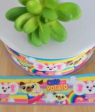 7/8  1.5" 1 YD Chip and Potato Grosgrain Ribbon Pug And Mouse Animal Dog Bow