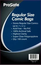 Comic Bags and Boards 200 Pack Regular Size Protective Sleeves & White Boards