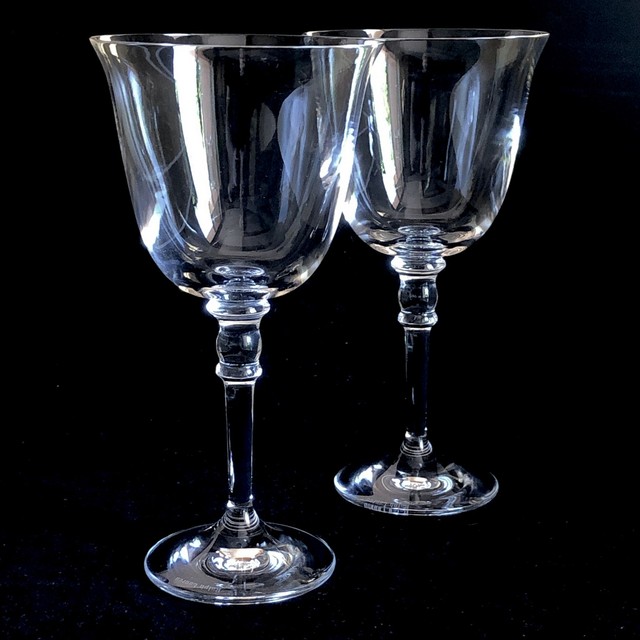 2 Ralph Lauren Crystal Landon Wine Glasses 8in Smooth Glass eBay
