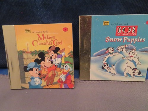 2 - RARE Vtg DISNEY Mini 2.5” Golden Books Mickeys Christmas Carol, Snow Puppies - Picture 1 of 6