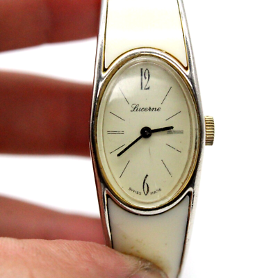 Vintage LUCERNE Watch Womens Gold Tone Stainless Steel Cuff  display picture 1