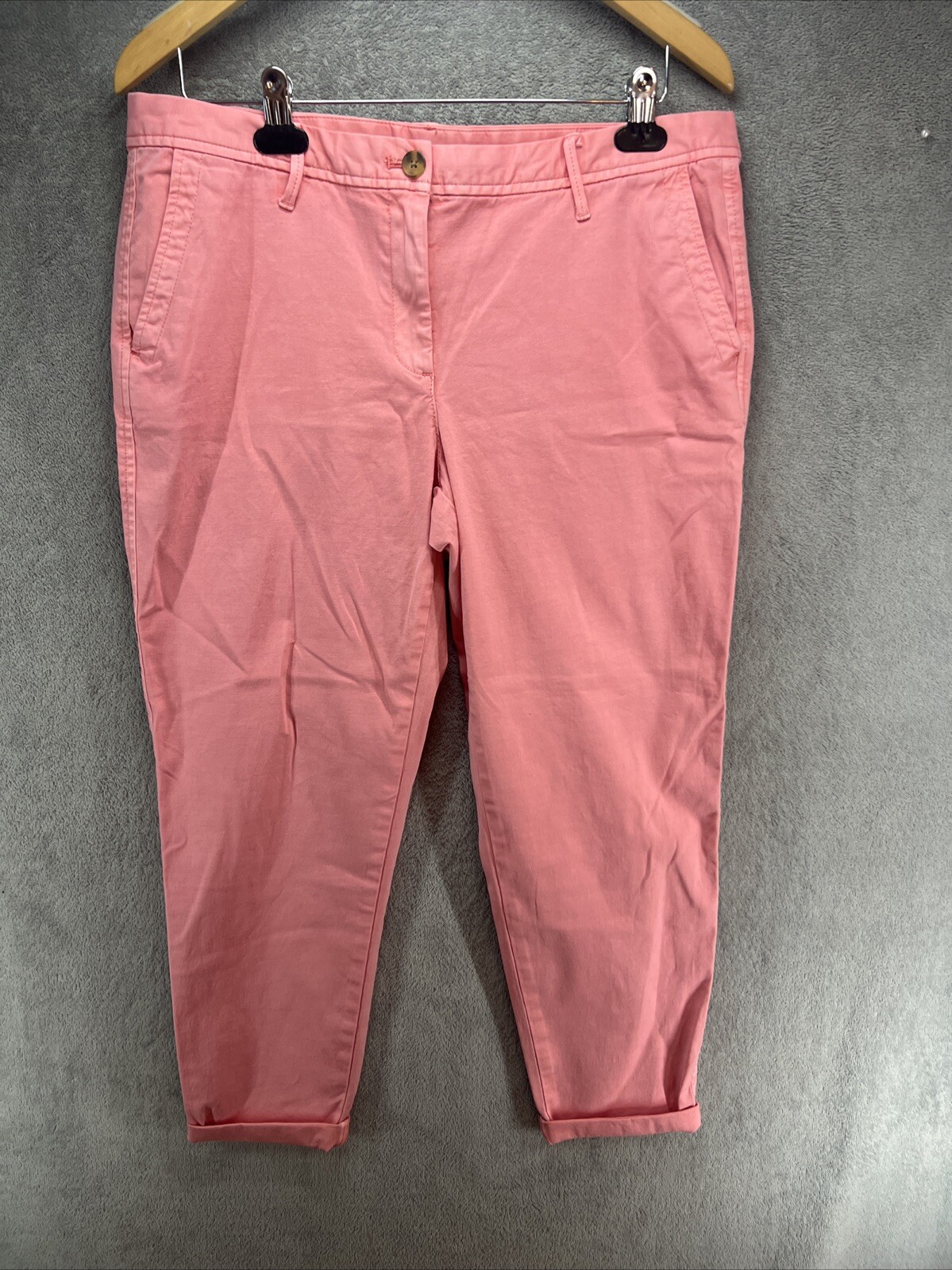 Talbots Girlfriend Chino Pants 10 Pink Straight Leg Stretch Women's Cuffed