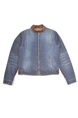 ICEBERG ジップデザイン　ライダースジャケット　icejeans Ice Jeans Iceberg Womens Full-Zip Designer Denim Jacket Leather