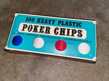 Crisloid Poker Chips 100 Heavy Plastic Chips Interlocking Washable Vintage 2206