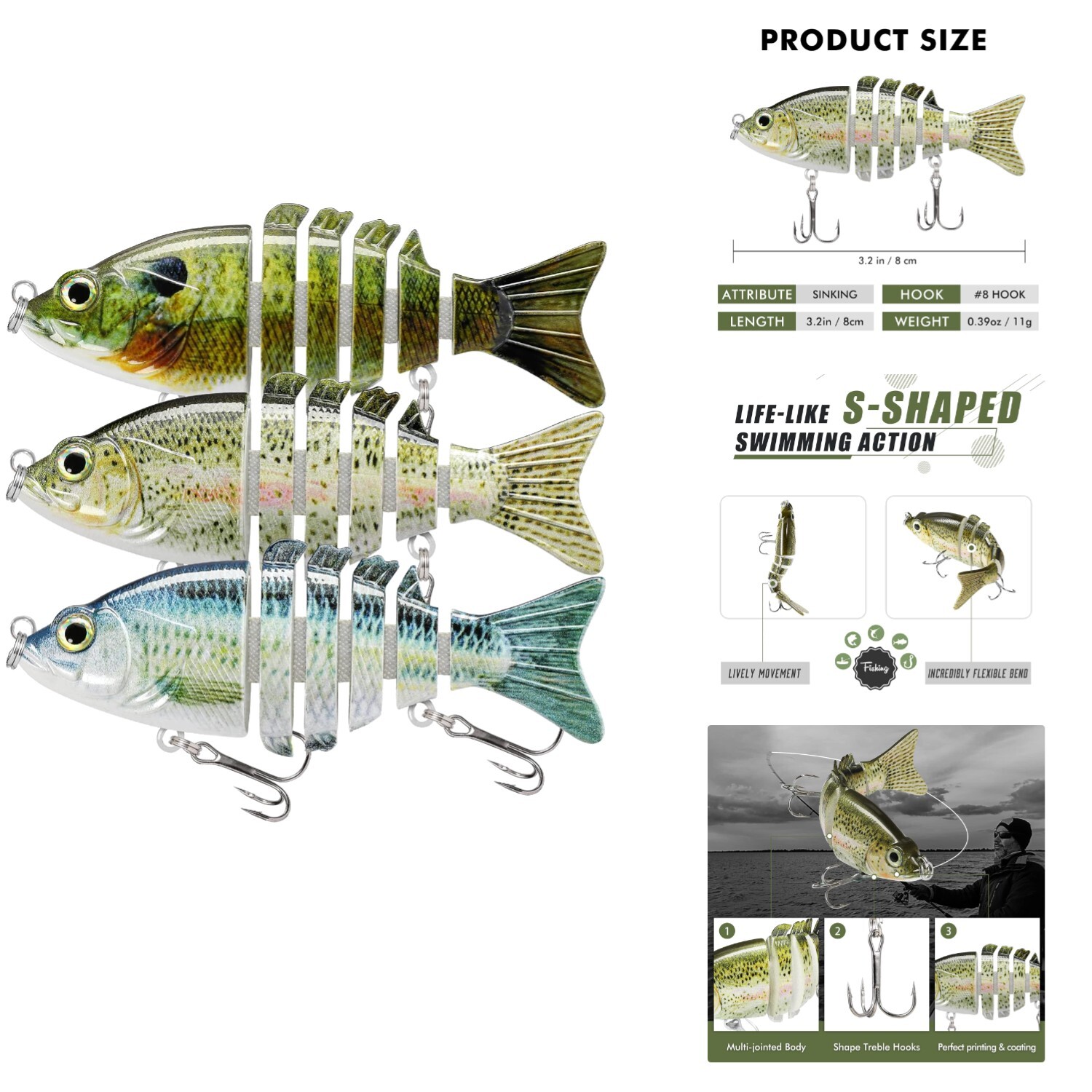 Ultra-Sharp Treble Hooks Swimmax Lures - Effective Gifts for Fishing Enthusiasts