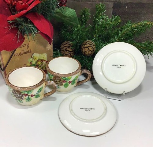 Yankee Candle ~ Mug & Saucer Candle Holders ~ 4 pcs ~ Pinecone Motif ~ #1236034 - Foto 10 di 10