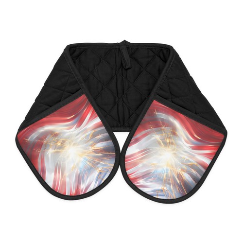 Patriotic Oven Mitts, American Flag Kitchen Mitts, USA Pot Holders, Fourth of - Picture 4 of 5