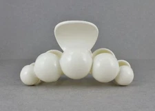 Cream hair clip plastic 3.75" long big barrette claw clamp circle ball bead