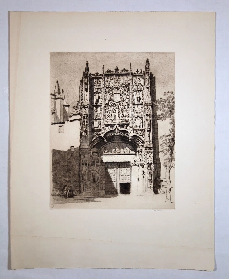 Début XXe Gravure Eau Forte Pierre LABROUCHE Porte Monumentale Gothique 31sur45 - Photo 2/4