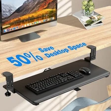 Keyboard Tray Under Desk, Pull Out Keyboard Tray with C Clamp Mount, 25.6" x 13