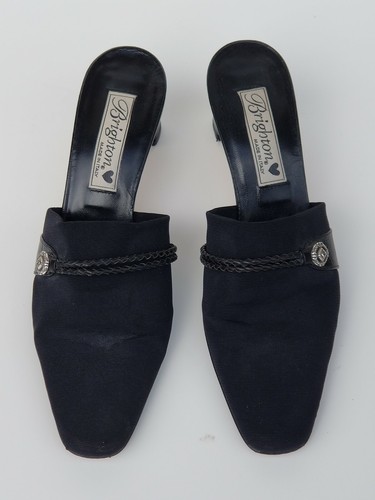 Brighton Quest Women's Size 6 M Black Elastic Heel Slides Made in Italy - Picture 4 of 4
